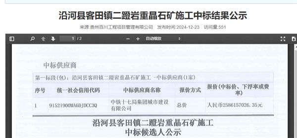 九游体育网站：160亿元！中国铁建在该省中标了8个矿产资源开发项目(图5)